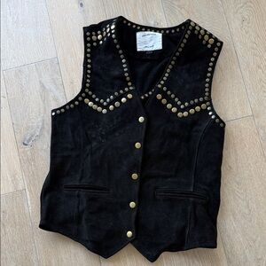 Studded Black Suede Western Vest